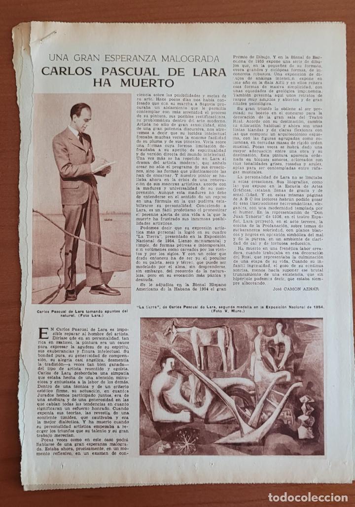 Coleccionismo de Revistas y Peri&oacute;dicos: Recortes ABC 4-3-58 Fallecimiento de Carlos Pacual de Lara