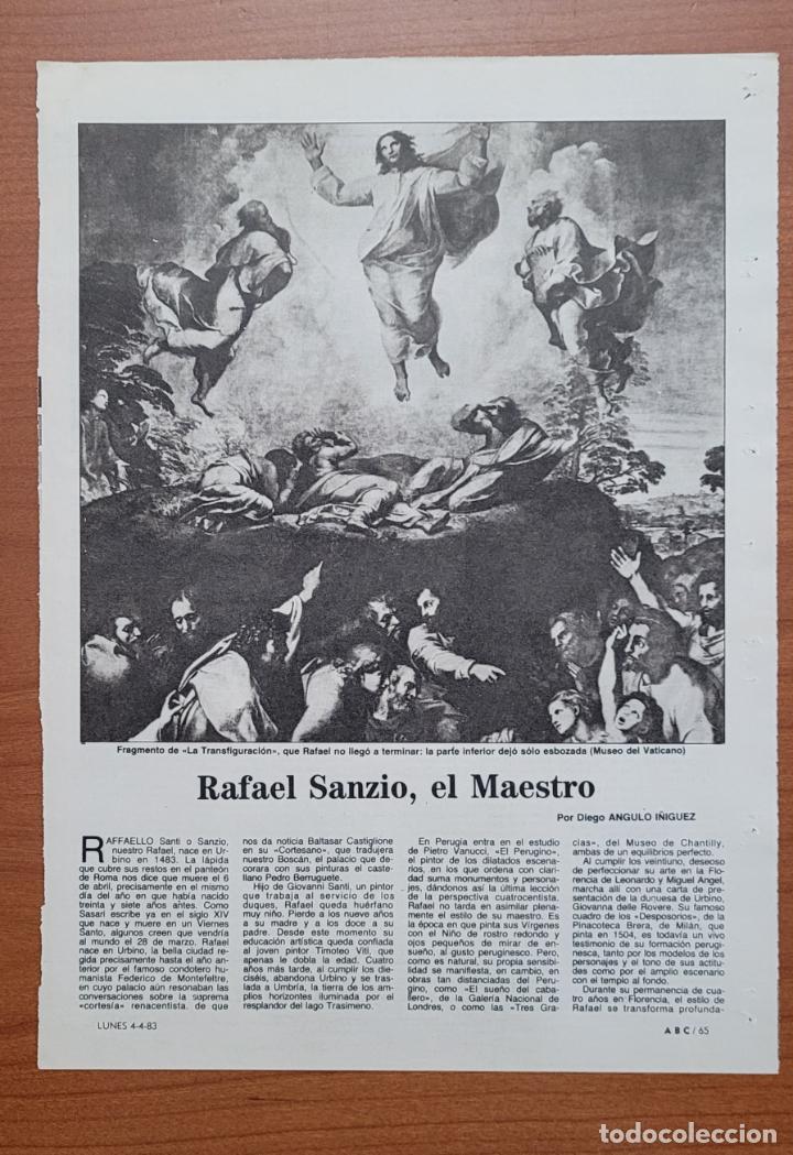 Coleccionismo de Revistas y Peri&oacute;dicos: Recortes ABC 4-4-83 Rafael Sanzio, el Maestro. Rafael en el Museo del Prado