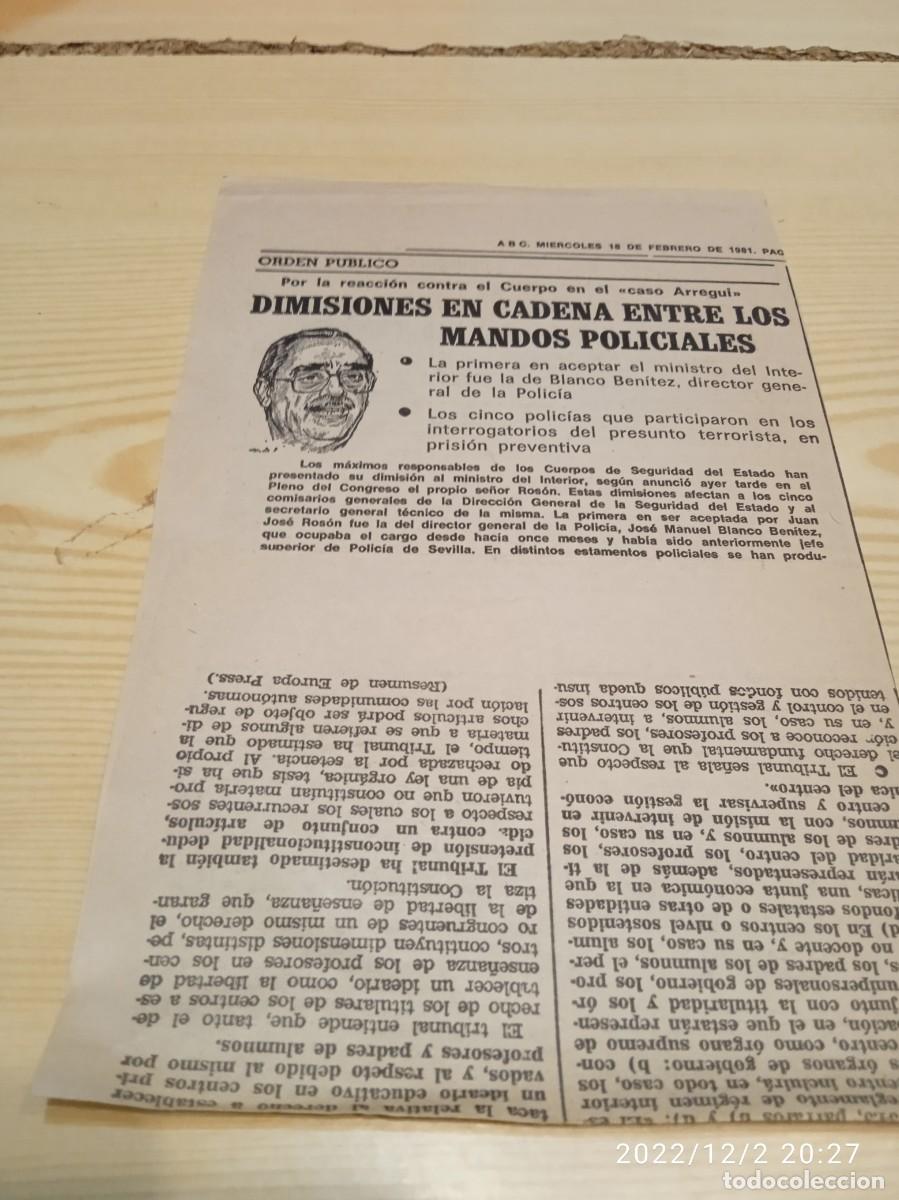 Coleccionismo de Revistas y Peri&oacute;dicos: C-DUTTI RECORTE PRENSA ABC DIMISIONES EN CADENA MANDOS POLICIALES