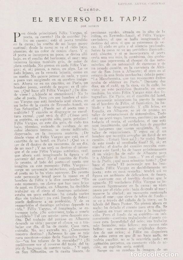 Coleccionismo de Revistas y Peri&oacute;dicos: Cuento: El reverso del tapiz / por Azor&iacute;n; dibujos de Antequera Azpiri -1928