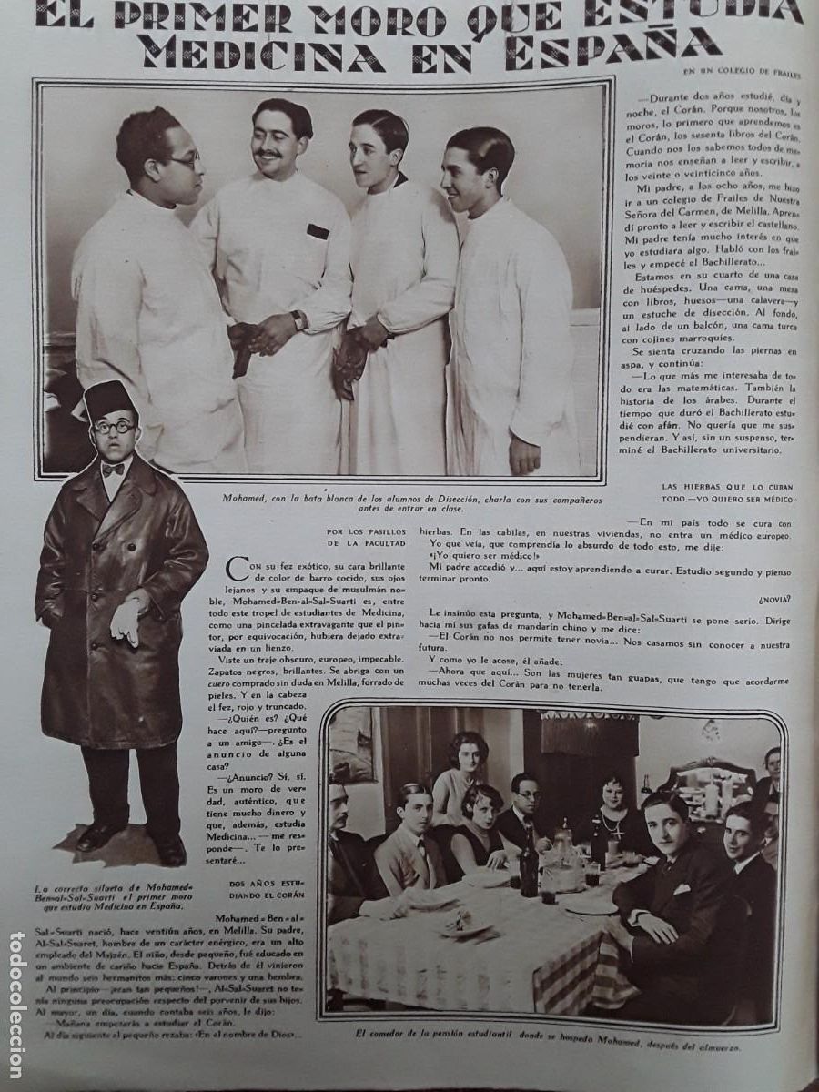 Coleccionismo de revistas y peri&oacute;dicos: MOHAMED BEN-AL-SAL-SUARTI PRIMER MORO QUE ESTUDIA MEDICINA EN ESPA&Ntilde;A 2 HOJAS A&Ntilde;O 1929