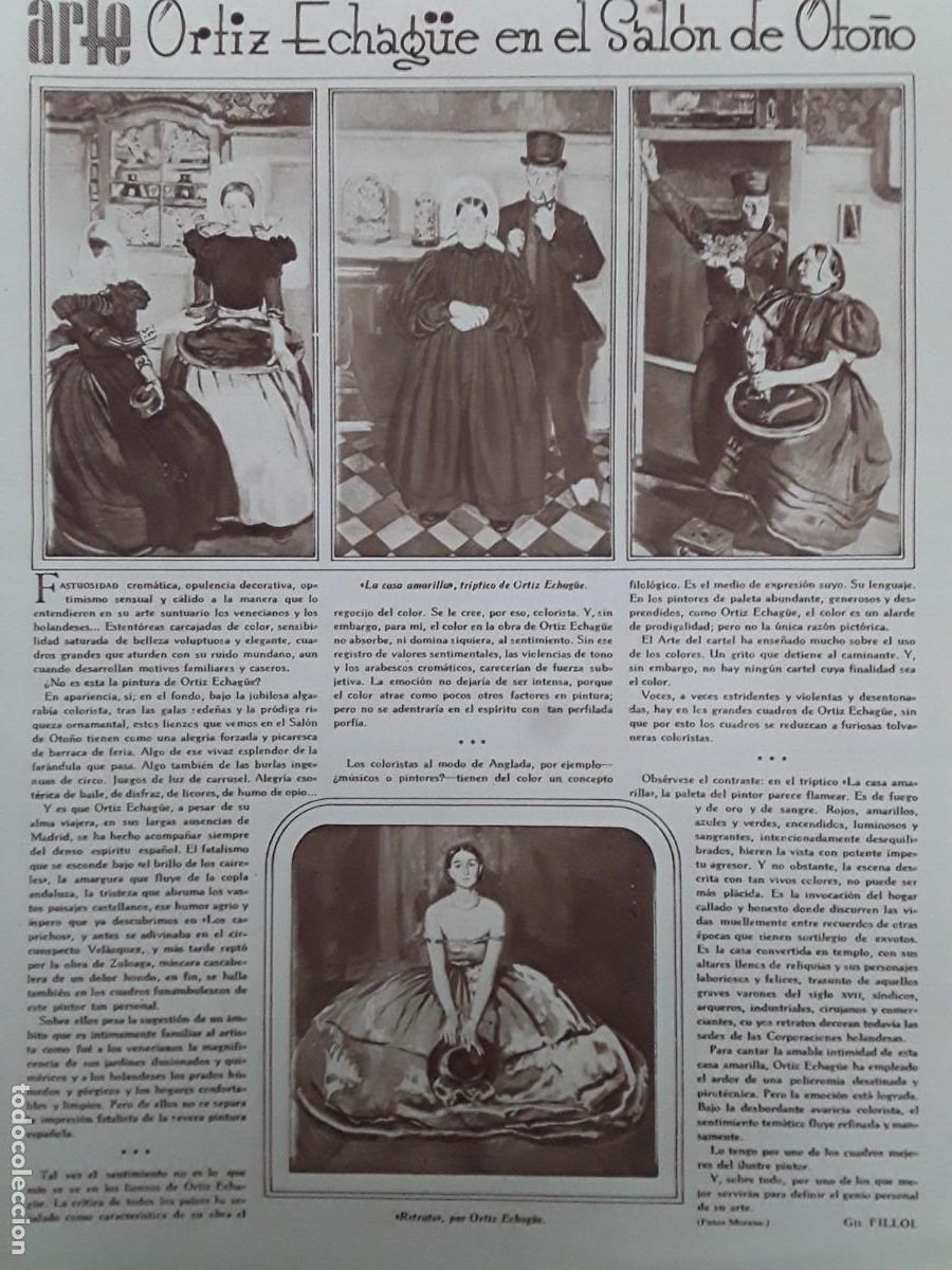 Collection Magazines and Newspapers: ORTIZ ECHAGUE EN EL SALON DE OTO&Ntilde;O TRIPTICO PINTURAS HOJA A&Ntilde;O 1929