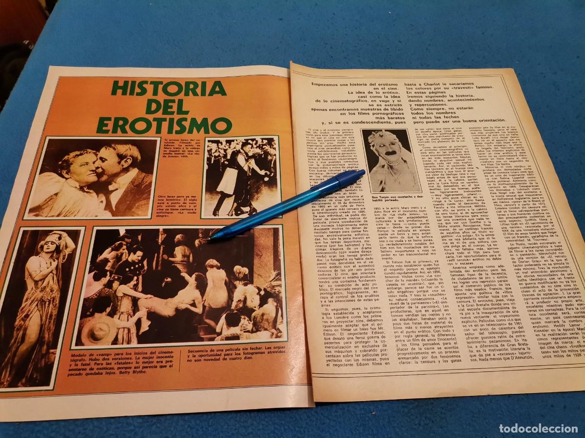 Coleccionismo de Revistas y Peri&oacute;dicos: HISTORIA DEL EROTISMO MARY IRWIN, BETTY BLYTHE, BEN TURPIN,LINA MORGAN RECORTE REVISTA 3 PAGINA 1976