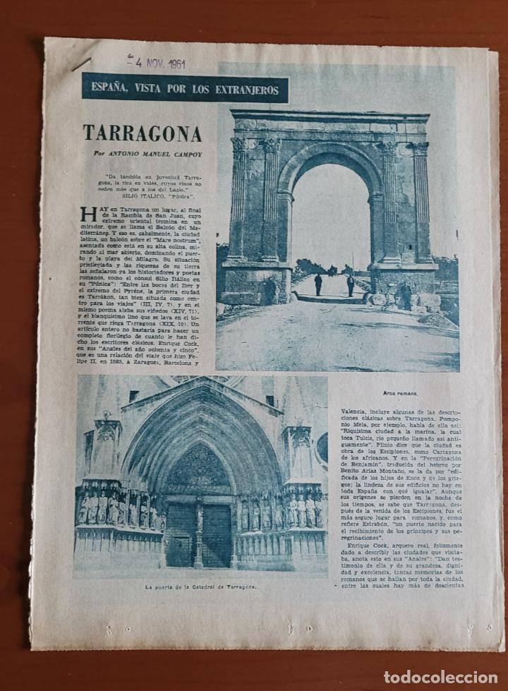 Coleccionismo de Revistas y Peri&oacute;dicos: Recortes ABC 4-11-61 Tarragona por Antonio Manuel Campoy