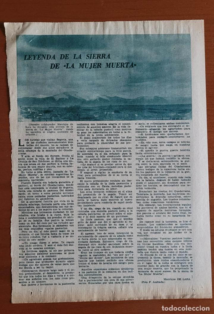 Coleccionismo de Revistas y Peri&oacute;dicos: Recorte ABC Leyenda de la sierra de &rdquo;La Mujer Muerta&rdquo;