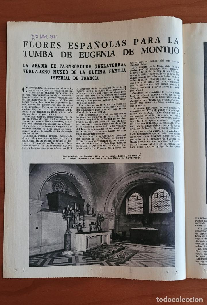 Coleccionismo de Revistas y Peri&oacute;dicos: Recortes ABC 5-3-67 Tumba Eugenia de Montijo y Napole&oacute;n III Abad&iacute;a de Farnborough (Inglaterra)
