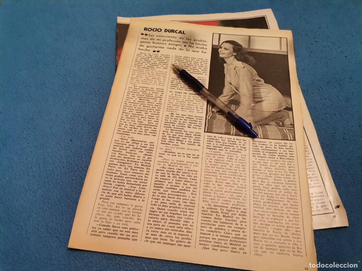 Coleccionismo de Revistas y Peri&oacute;dicos: ROC&Iacute;O DURCAL REVERSO GRUPO GREG LAKE 2 PAG. RECORTE REVISTA 1976