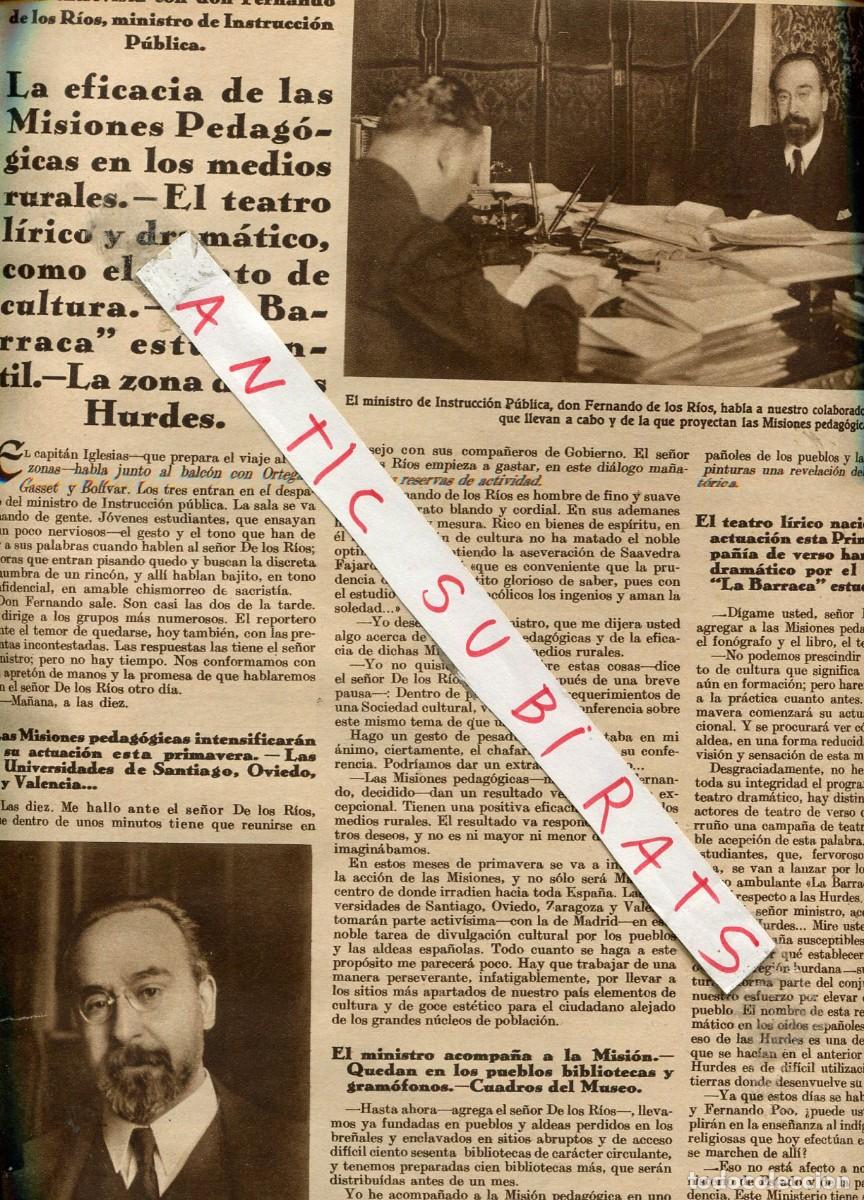 Collection Magazines and Newspapers: REVISTA A&Ntilde;O 1932 PEDAGOGO FERNANDO DE LOS RIOS VICENTE MEDINA TOMAS NACIDO EN ARCHENA