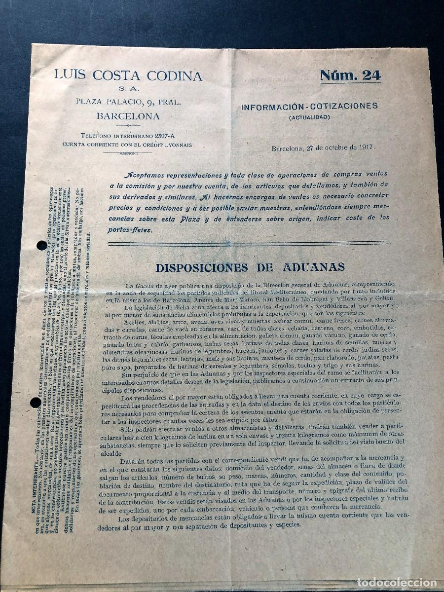 Coleccionismo de revistas y peri&oacute;dicos: LUIS COSTA CODINA ( BARCELONA 1917 ) BOLET&Iacute;N COMERCIAL / F&Aacute;BRICA DE JABONES - PRENSA VINO - ACEITES