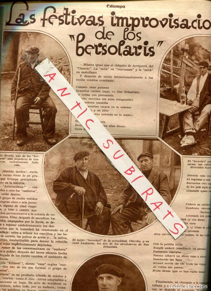 Collezionismo di Riviste e Giornali: REVISTA A&Ntilde;O 1931 BERSOLARIS CANCIONES CANTOS VASCOS IMPROVISACION CHIRRITA EMBEITA ERROTA AIZANA
