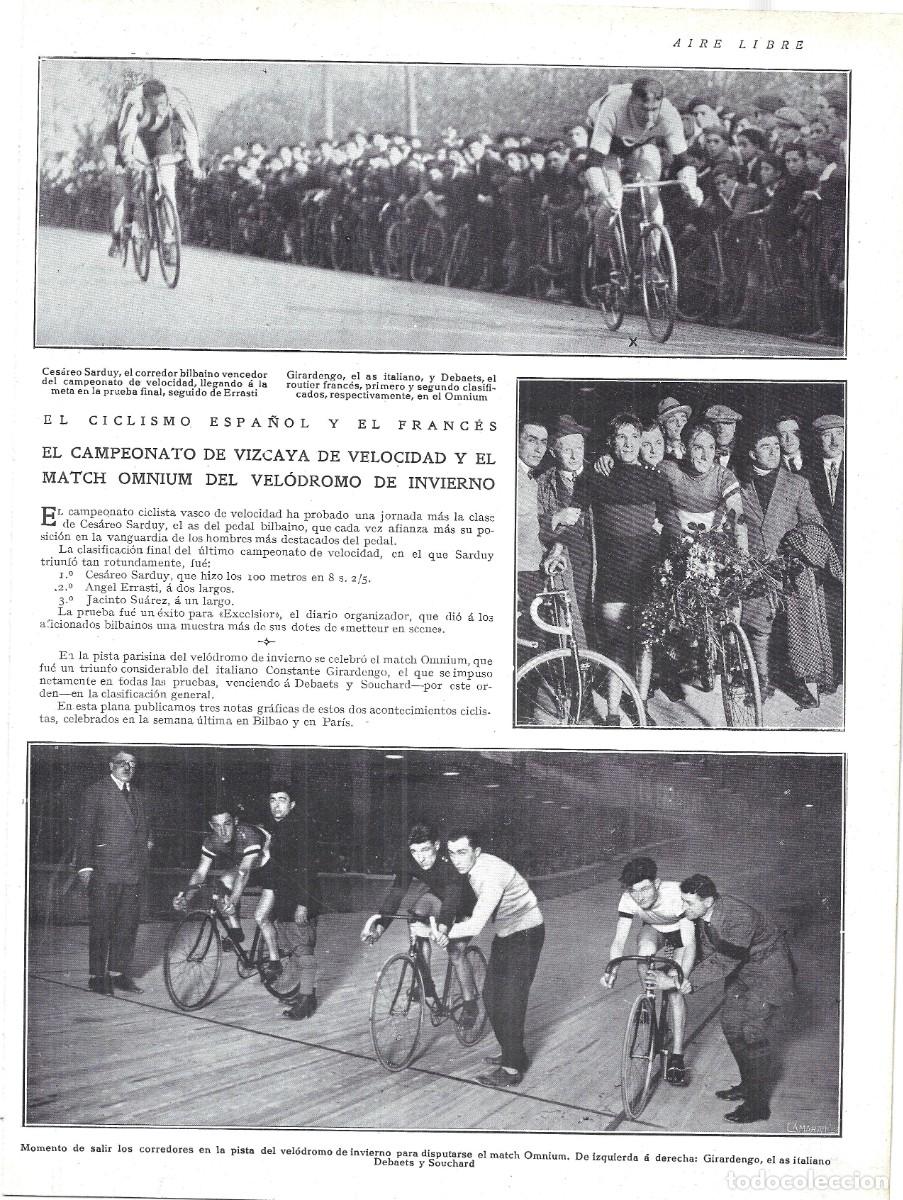 Coleccionismo de Revistas y Peri&oacute;dicos: 1925 HOJA REVISTA DEPORTES CICLISMO CAMPEONATO DE VIZCAYA DE VELOCIDAD CES&Aacute;REO SARDUY, &Aacute;NGEL ERRASTI