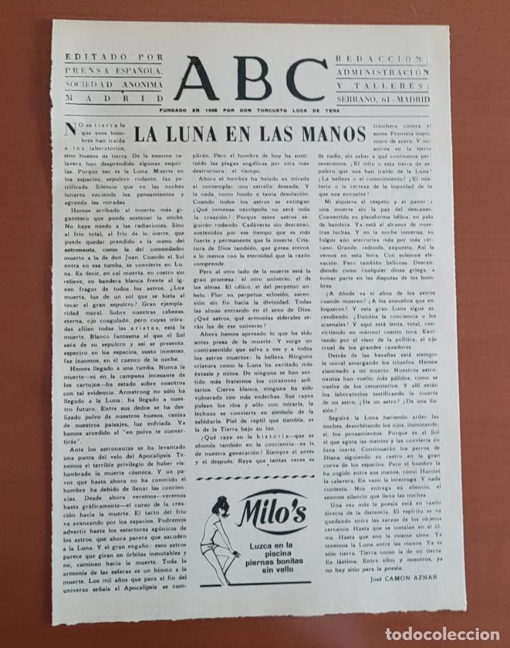 Coleccionismo de Revistas y Peri&oacute;dicos: Recorte ABC La Luna en las manos. Publicidad del edificio Reina Castilla C/Rafael Herrera 11 (Madrid