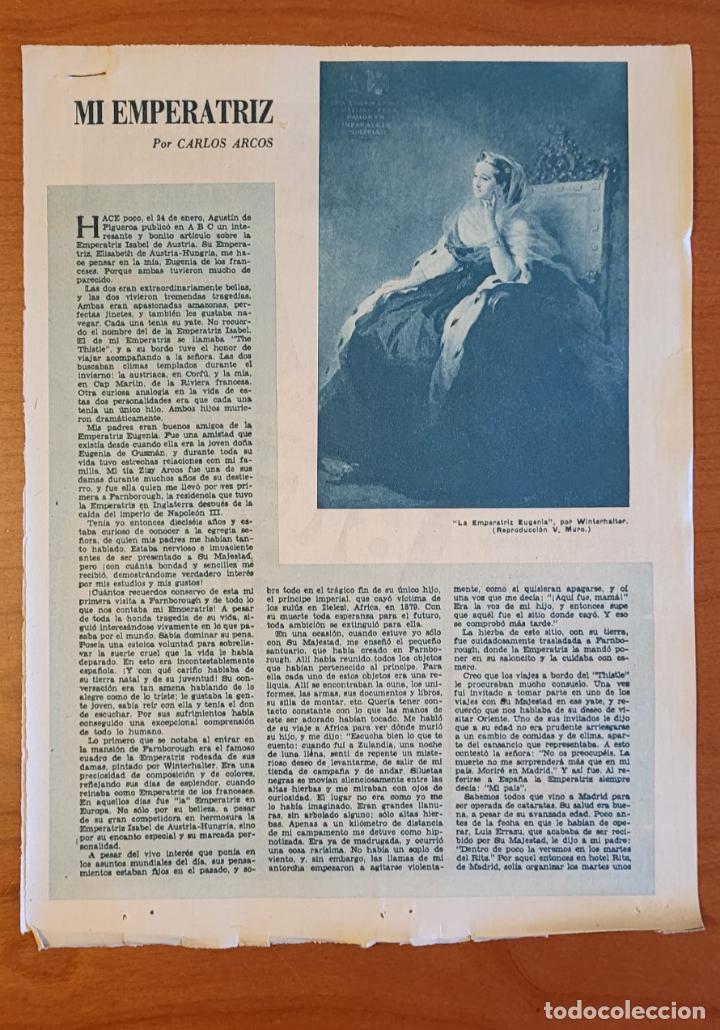 Coleccionismo de Revistas y Peri&oacute;dicos: Recortes ABC La Emperatriz Eugenia por Carlos Alarcos, conde de Bail&eacute;n
