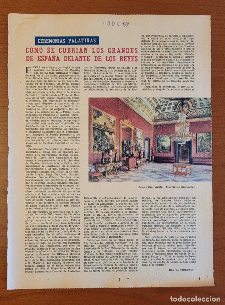 Coleccionismo de Revistas y Peri&oacute;dicos: Recorte ABC 3-12-61 C&oacute;mo se cubr&iacute;an los Grandes de Espa&ntilde;a delante de los Reyes
