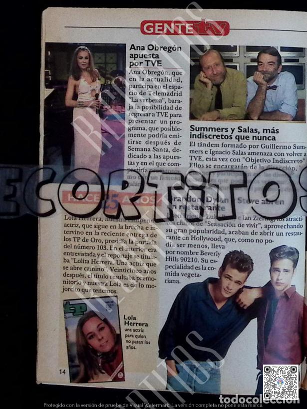 Coleccionismo de revistas y peri&oacute;dicos: ANA OBREGON LOLA HERRERA LUKE PERRY SUMMERS SALA 90210 JASON PRIETSLeY