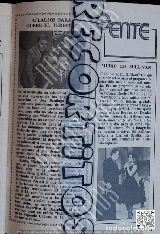 Coleccionismo de Revistas y Peri&oacute;dicos: ED SULLIVAN CARMEN SEVILLA