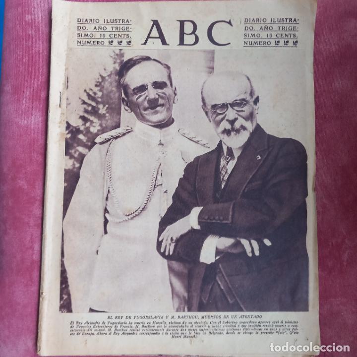 Coleccionismo de Revistas y Peri&oacute;dicos: ABC, 10 de octubre de 1934 el rey de Yugoslavia muerto en un atestado