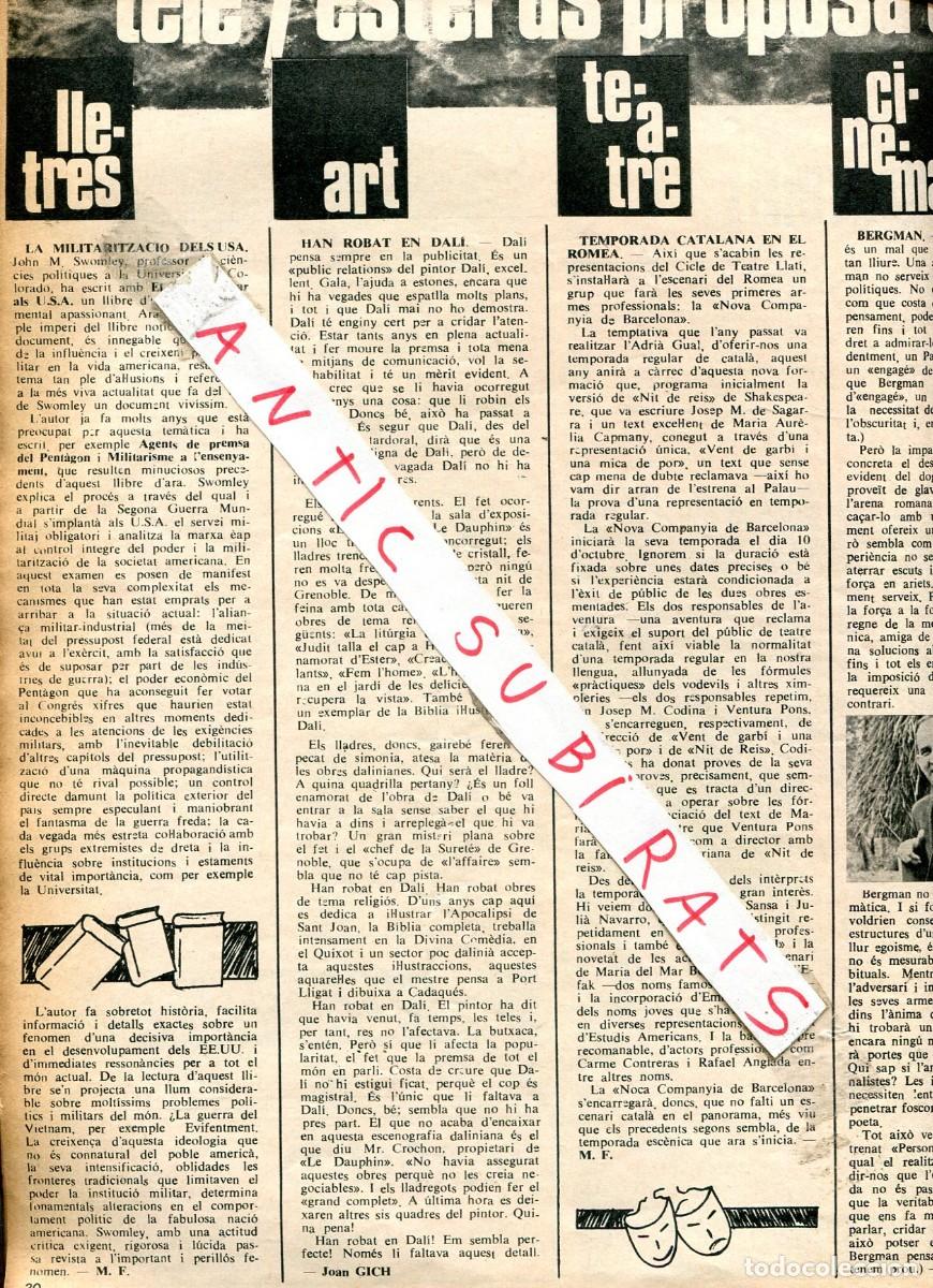 Collectionnisme de Revues et Journaux: REVISTA A&Ntilde;O 1968 ROBO DE CUADROS DE DALI EN GRENOBLE VICTORIA DELS ANGELS DERLAVON