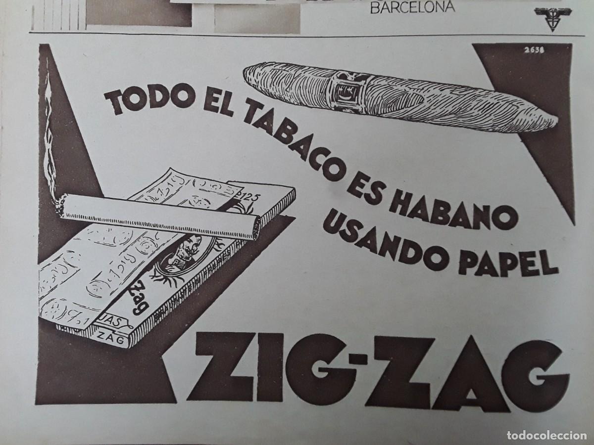 Coleccionismo de Revistas y Peri&oacute;dicos: PAPEL ZIG-ZAG TODO EL TABACO ES HABANO USANDO PAPEL ZIG-ZAG HOJA REVISTA A&Ntilde;O 1929