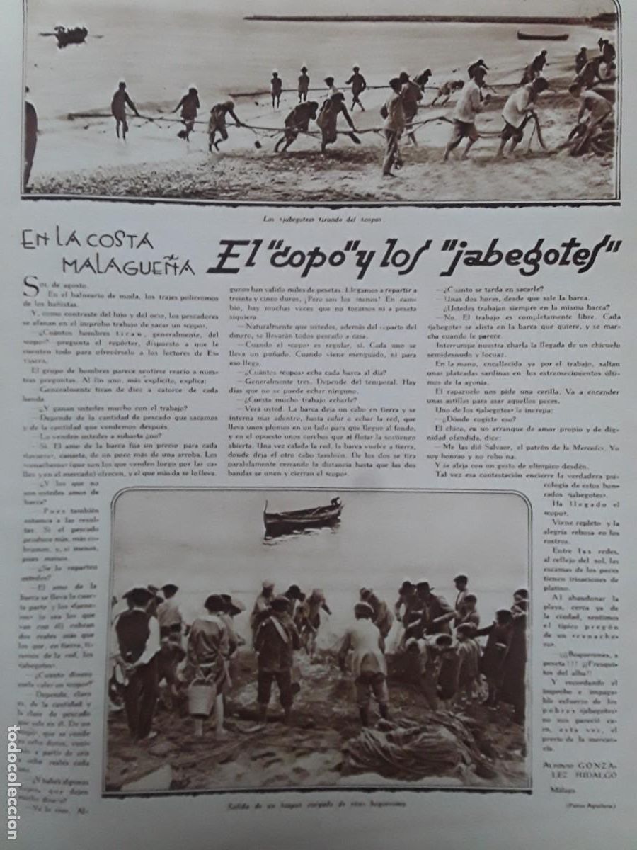 Collection Magazines and Newspapers: EL COPO Y LOS JABEGOTES COSTA MALAGUE&Ntilde;A MALAGA HOJA A&Ntilde;O 1929