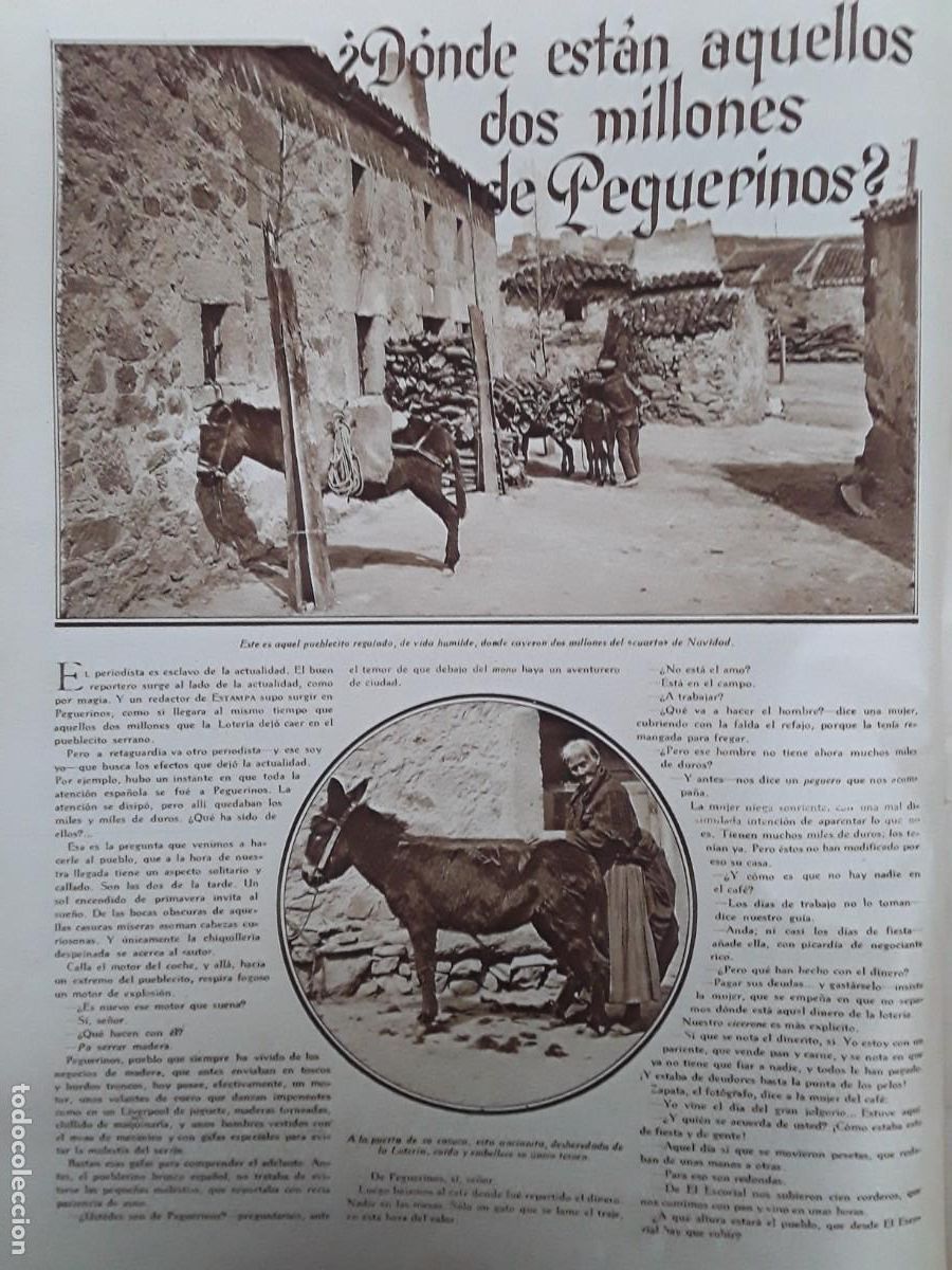 Collezionismo di Riviste e Giornali: PEGUERINOS 2 MILLONES PESETAS CUARTO PREMIO LOTERIA NAVIDAD 2 HOJAS A&Ntilde;O 1929