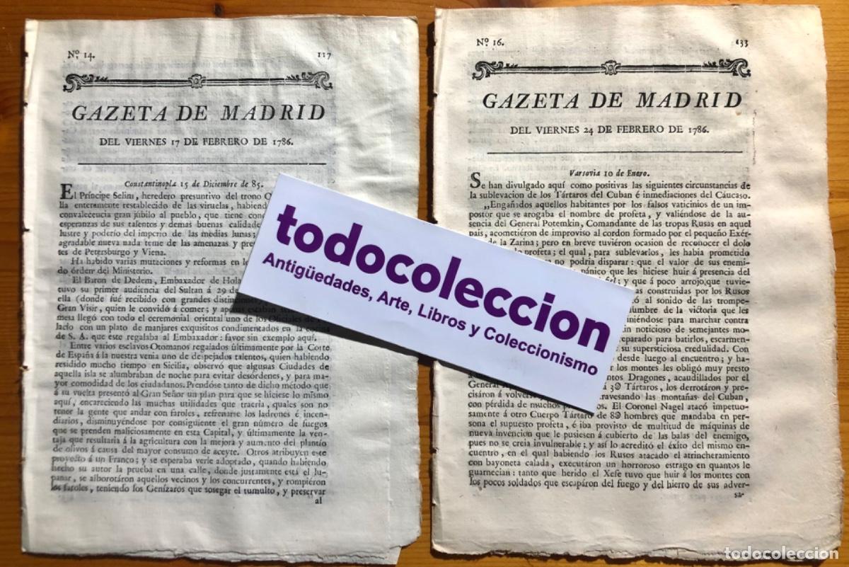 Coleccionismo de Revistas y Peri&oacute;dicos: GACETA- GAZETA DE MADRID- NAUFRAGIO NAVIO DE GUERRA SAN PEDRO DEL ALCANTARA 1786