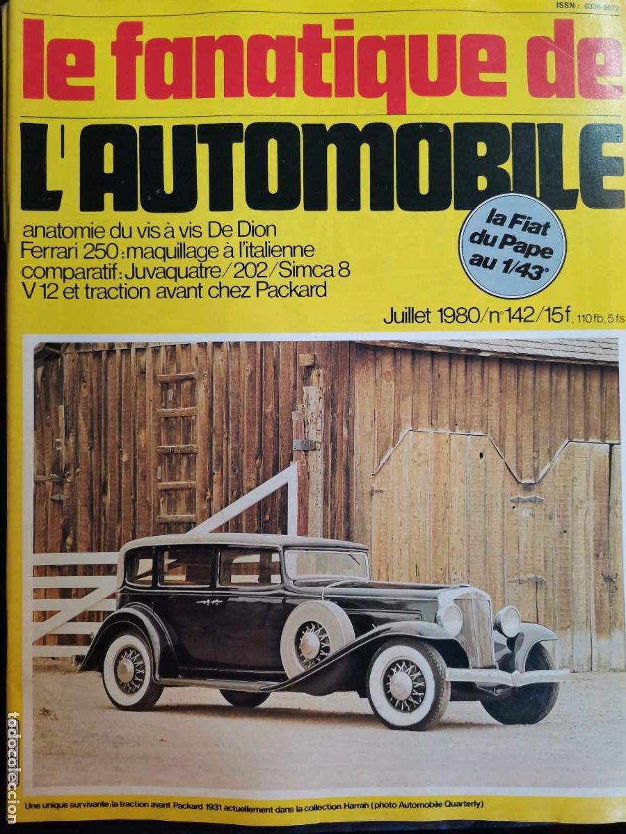 Coleccionismo de revistas y peri&oacute;dicos: 1980 REVISTA LE FANATIQUE DE L&Agrave;UTOMOBILE - FERRARI 250 - COMPARATIVO JUVAQUATRE/202/SIMCA 8
