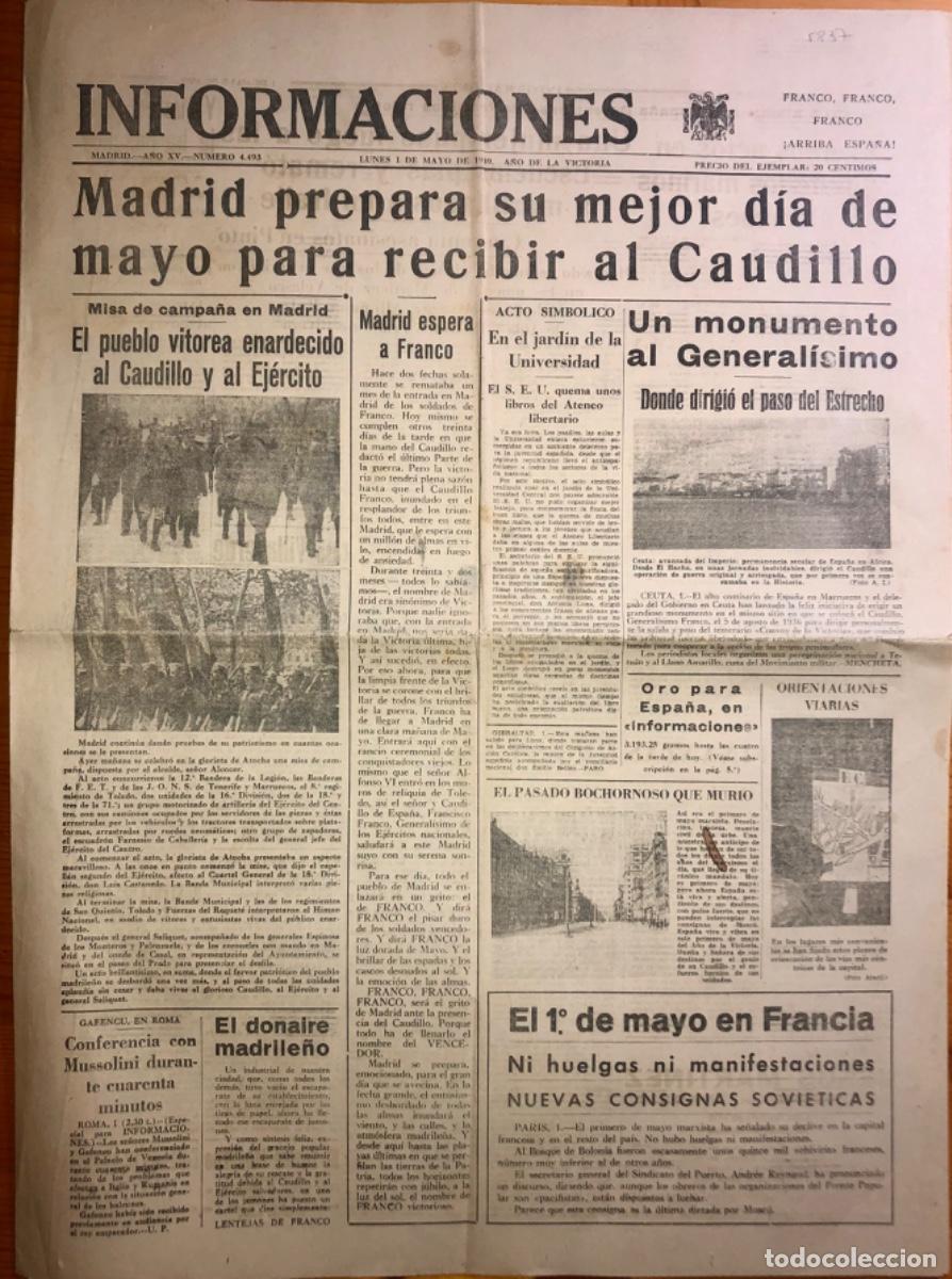 Coleccionismo de Revistas y Peri&oacute;dicos: GUERRA CIVIL- INFORMACIONES- MADRID 1939