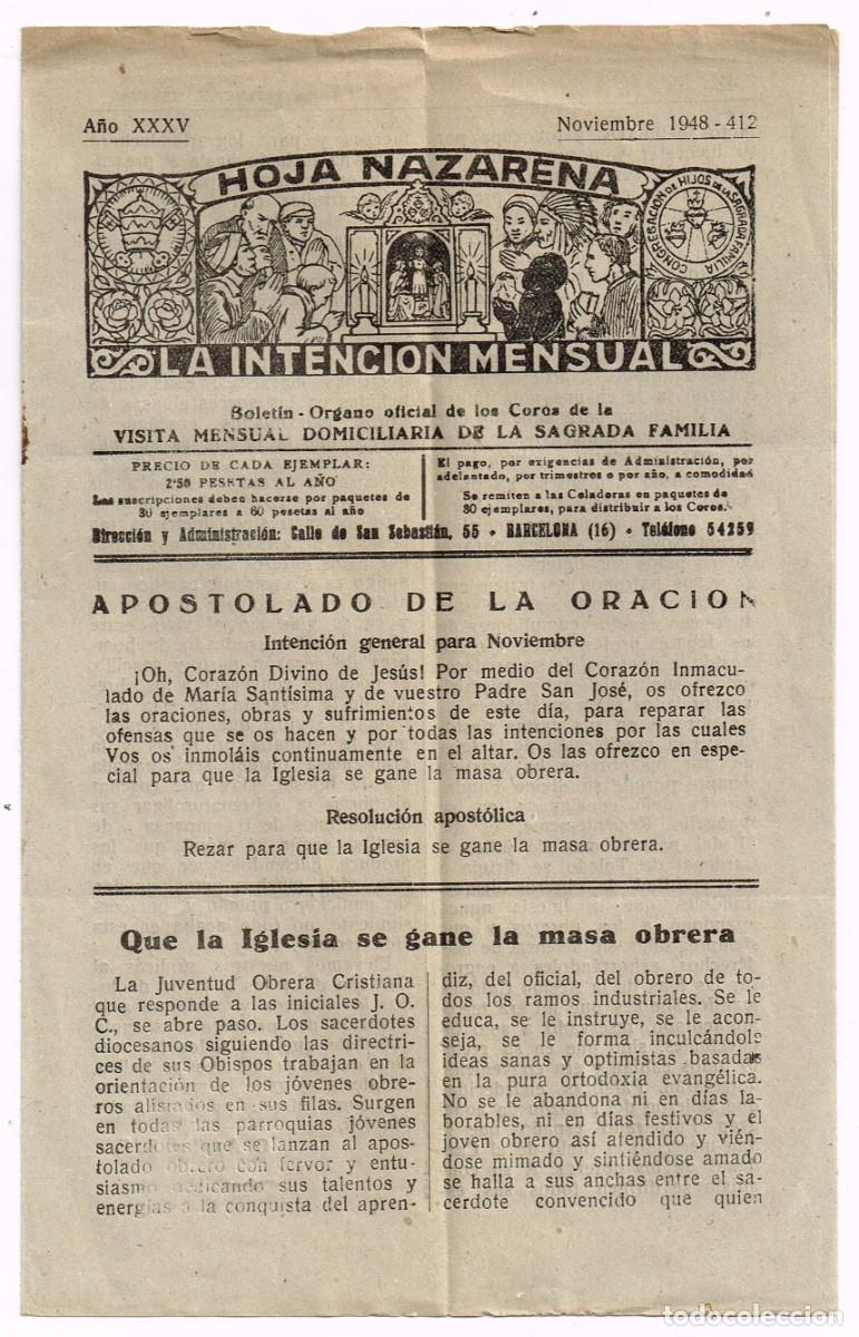 Coleccionismo de Revistas y Peri&oacute;dicos: 1948 N&ordm;412 HOJA NAZARENA ORGANO OFICIAL COROS DE LA VISITA MENSUAL DE LA SAGRADA FAMILIA