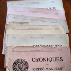 Coleccionismo de Revistas y Periódicos: 6 REVISTA CRONIQUES DEL ORFEÓ MANRESÀ - ANY I DE 1 AL 6 . MANRESA AÑO 1910. Lote 382345029