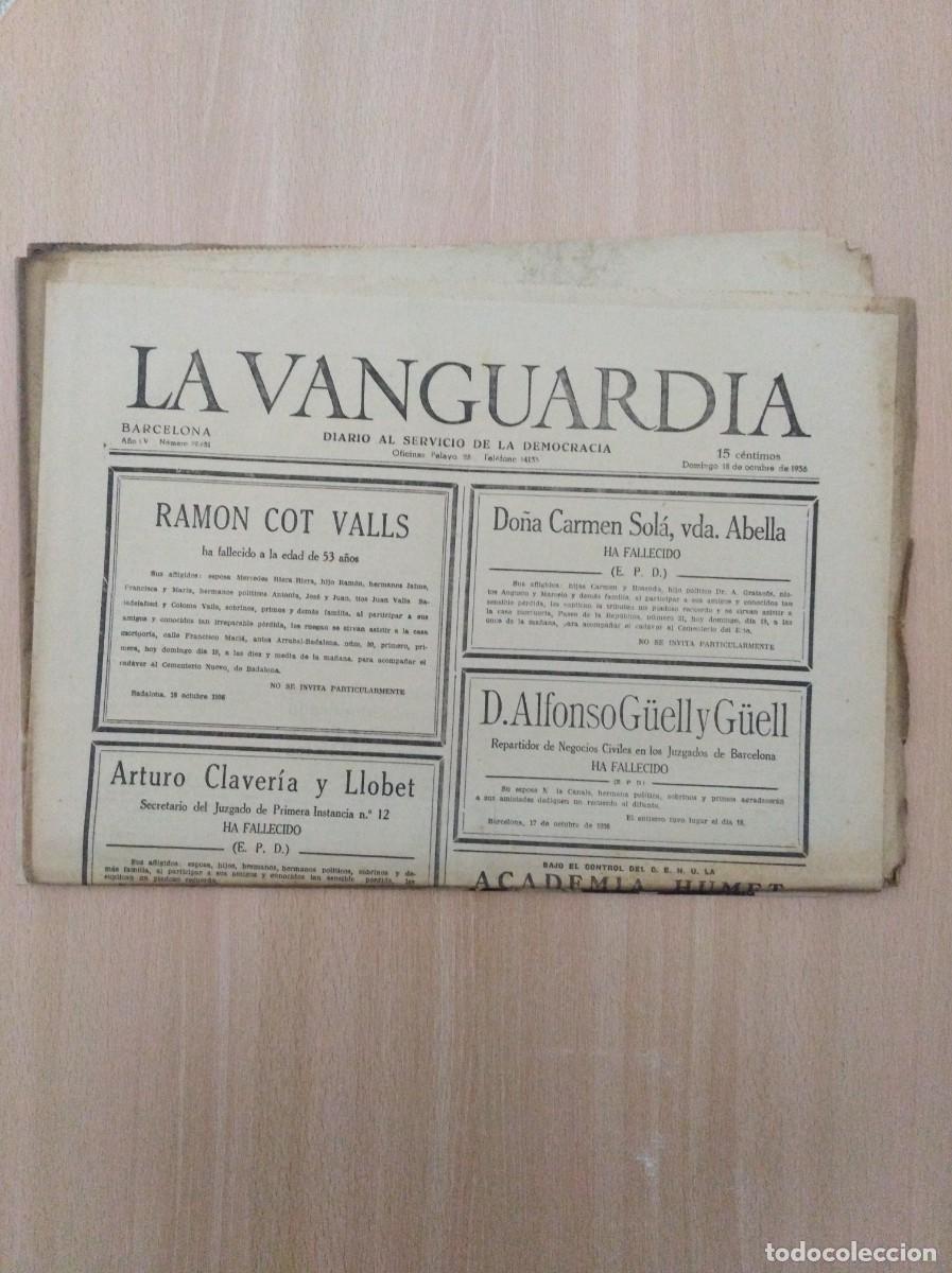 Sammeln von Zeitschriften und Zeitungen: LA VANGUARDIA N&ordm; 22.651 - 18/10/1936