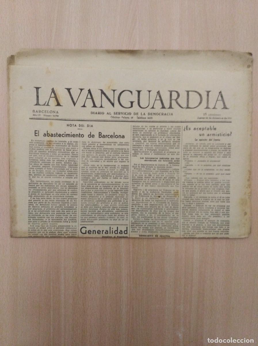 Sammeln von Zeitschriften und Zeitungen: LA VANGUARDIA N&ordm; 22.708 - 24/12/1936