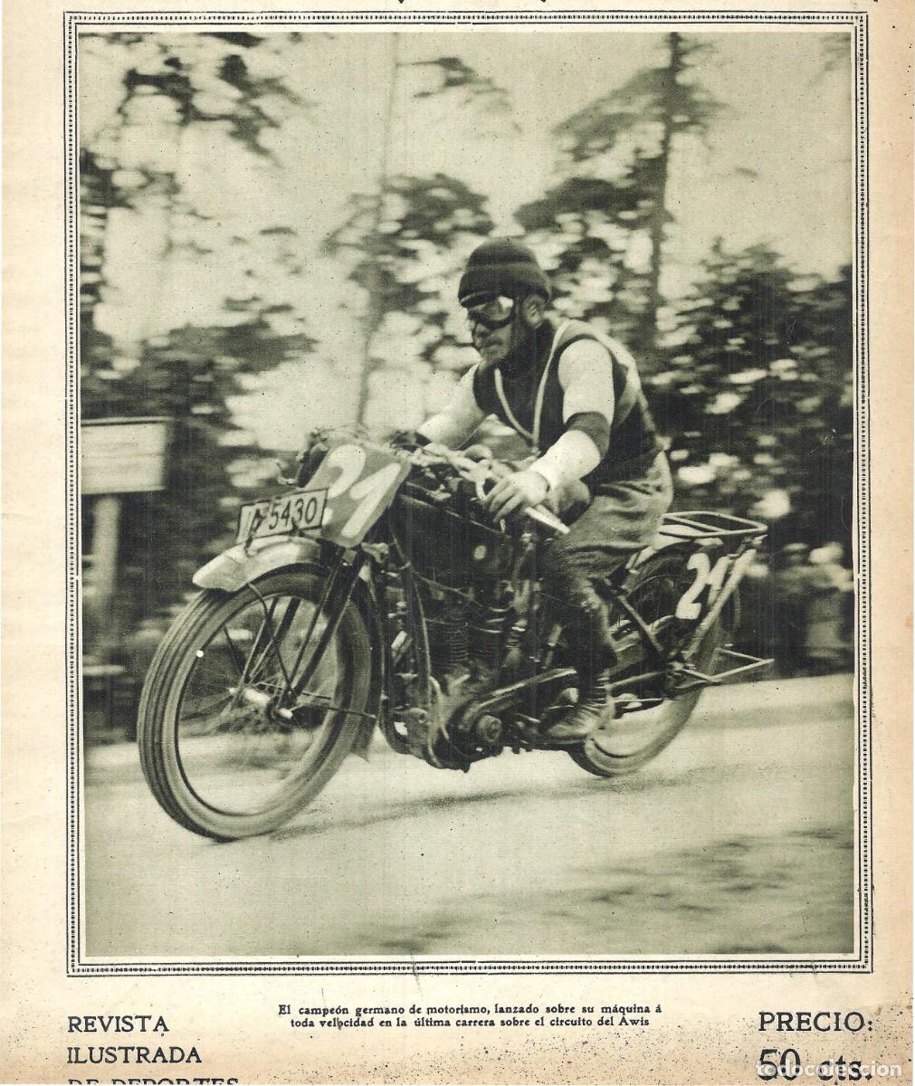 Sammeln von Zeitschriften und Zeitungen: 1925 HOJA REVISTA MOTOCICLISMO CIRCUITO DE AWIS CAMPE&Oacute;N ALEM&Aacute;N MOTO, MOTOCICLETA