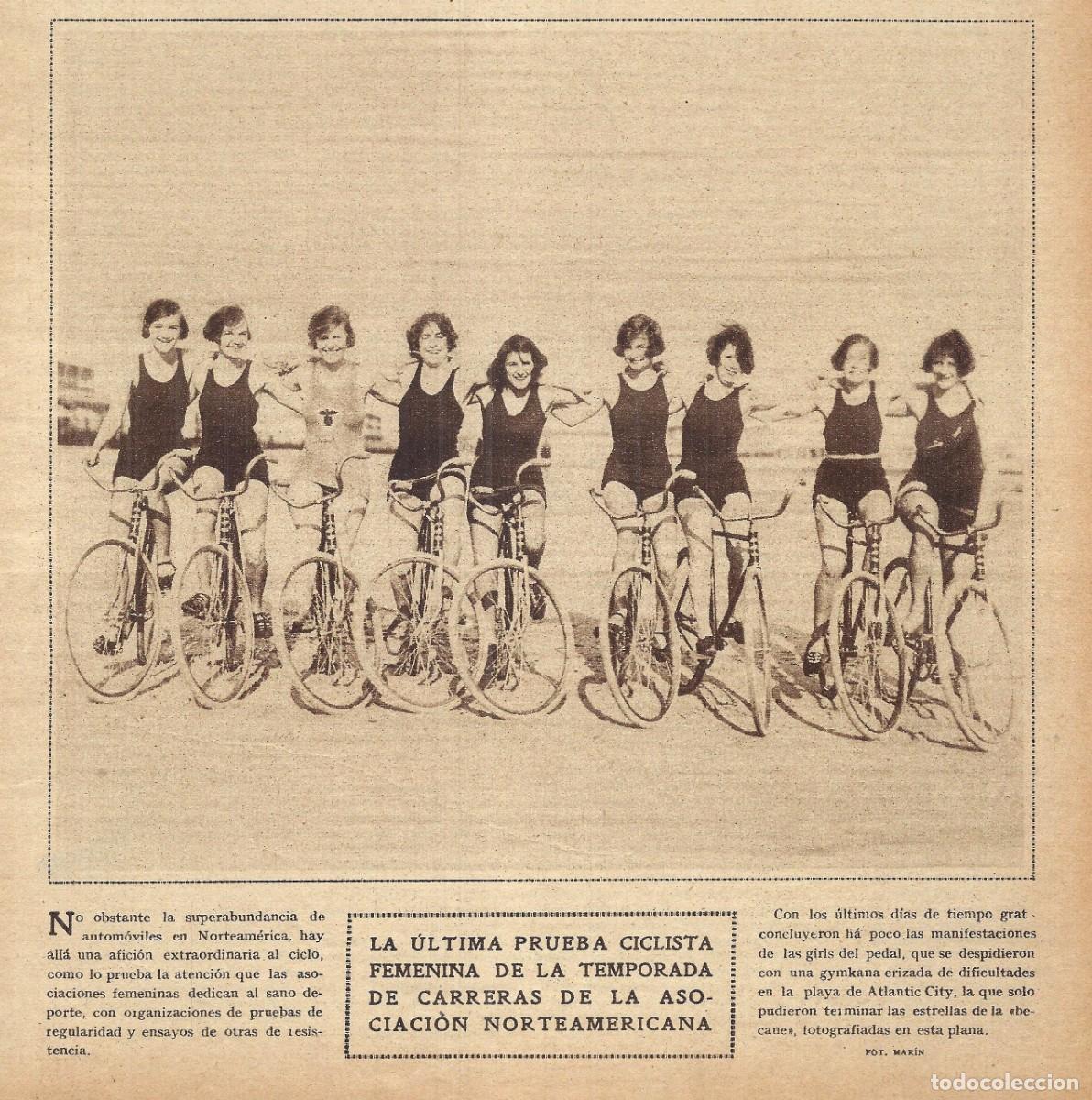 Coleccionismo de Revistas y Peri&oacute;dicos: 1925 HOJA REVISTA ESTADOS UNIDOS USA CICLISMO FEMENINO GYMKANA EN PLAYA DE ATLANTIC CITY