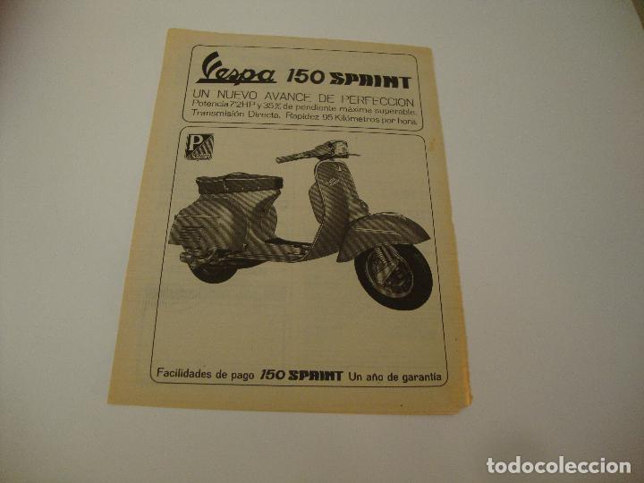 Coleccionismo de Revistas y Peri&oacute;dicos: HOJA PUBLICIDAD REVISTA 1966 VESPA 150 MEDIDAS 32 X 24 CM