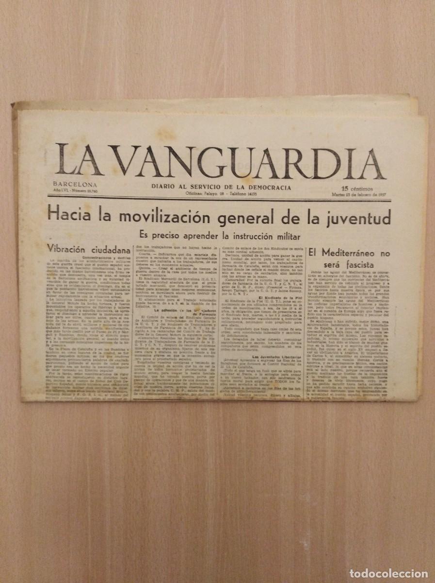 Collectionnisme de Revues et Journaux: LA VANGUARDIA N&ordm; 22.760 - 23/02/1937