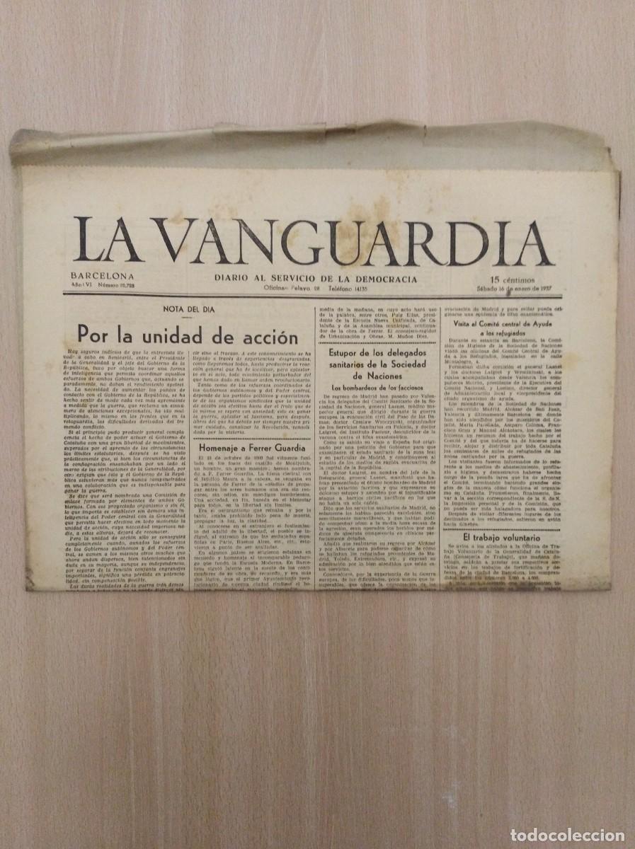 Collectionnisme de Revues et Journaux: LA VANGUARDIA N&ordm; 22.728 - 16/01/1937