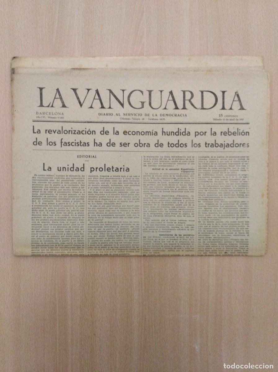 Collezionismo di Riviste e Giornali: LA VANGUARDIA N&ordm; 22.800 - 10/04/1937