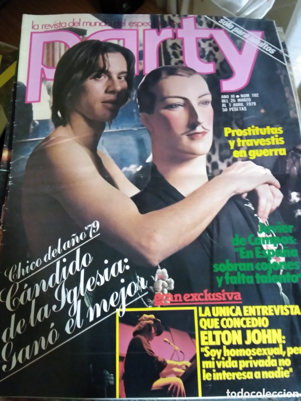 Coleccionismo de revistas y peri&oacute;dicos: Party revista mundo espect&aacute;culo n&uacute;mero 102 (26-3 al 1-4 1979) Elton John