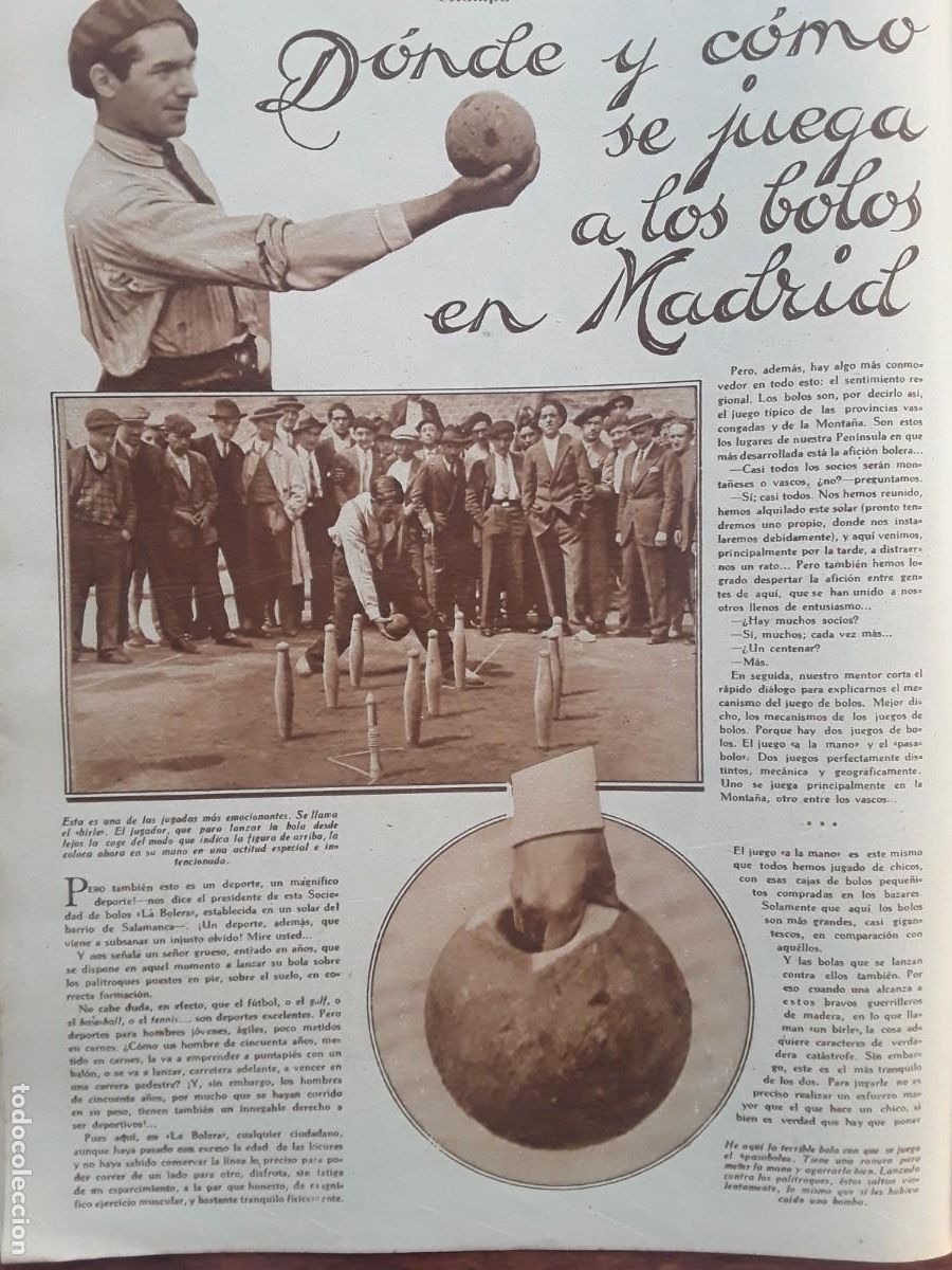 Collection Magazines and Newspapers: LA BOLERA MADRID PASABOLO JUEGO A LA MANO SANTANDER SAN RAFAEL SEGOVIA REVISTA A&Ntilde;O 1929