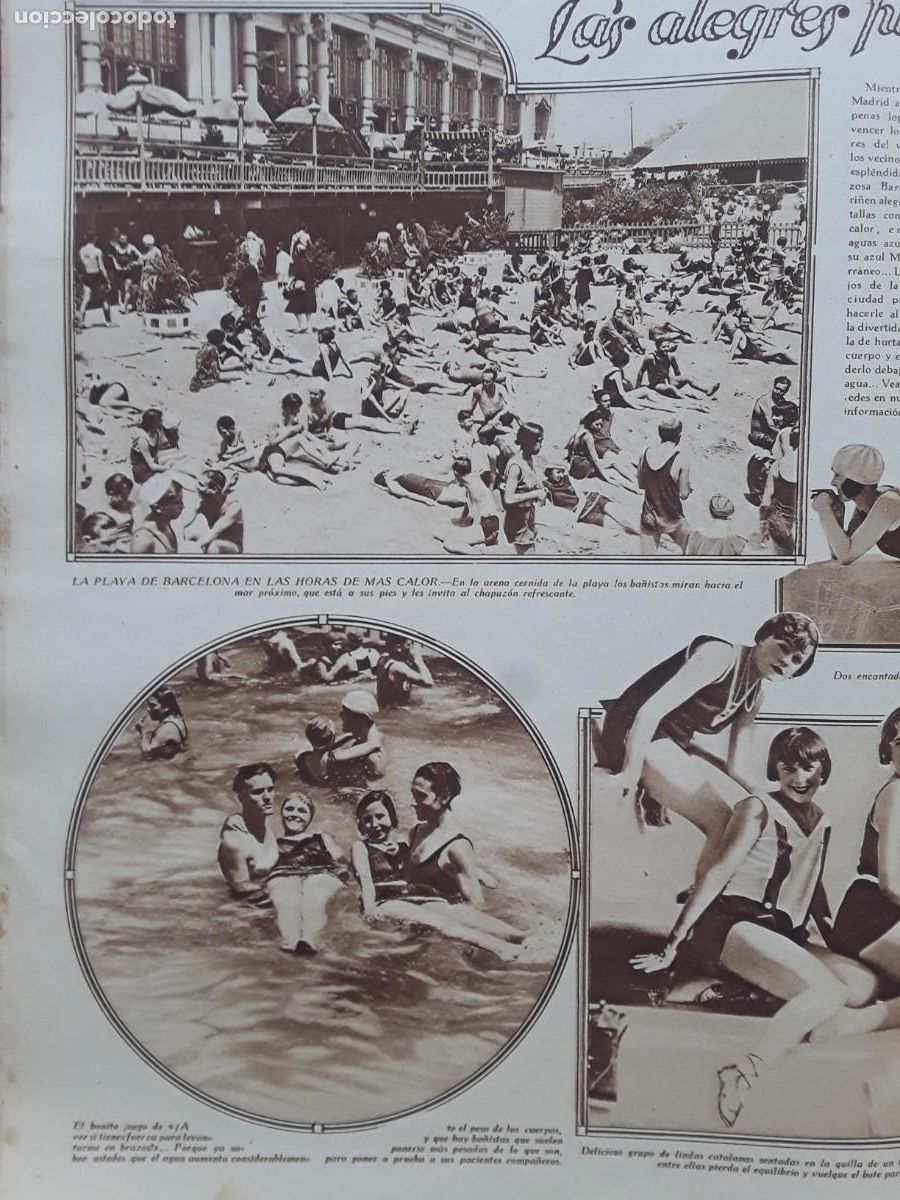 Collection Magazines and Newspapers: LAS PLAYAS DE BARCELONA BARCELONETA BA&Ntilde;ISTAS 2 HOJAS A&Ntilde;O 1929