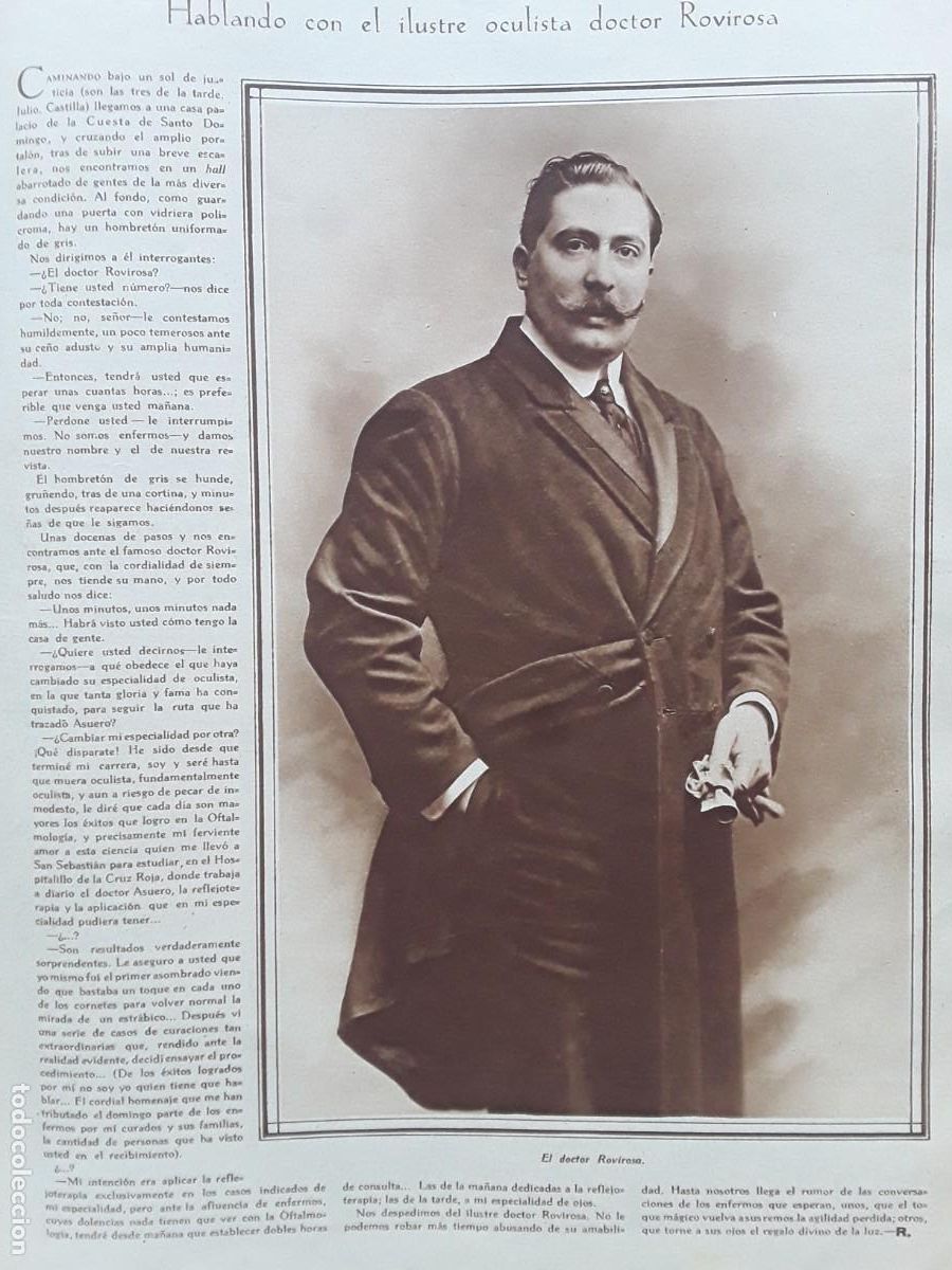 Collezionismo di Riviste e Giornali: DOCTOR ROVIROSA OCULISTA OFTALMOLOGIA HOJA A&Ntilde;O 1929