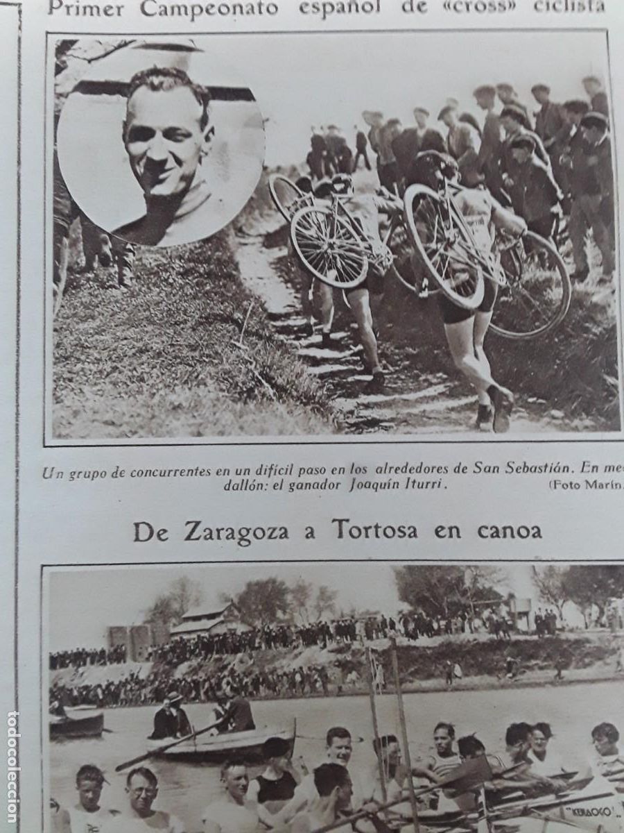 Collection Magazines and Newspapers: PRIMER CAMPEONATO ESPA&Ntilde;A CROSS CICLISTA JOAQUIN ITURII GANADOR SAN SEBASTIAN HOJA REVISTA A&Ntilde;O 1929