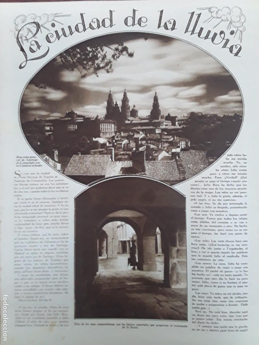 Collection Magazines and Newspapers: SANTIAGO DE COMPOSTELA LA CIUDAD DE LA LLUVIA 2 HOJAS REVISTA A&Ntilde;O 1929
