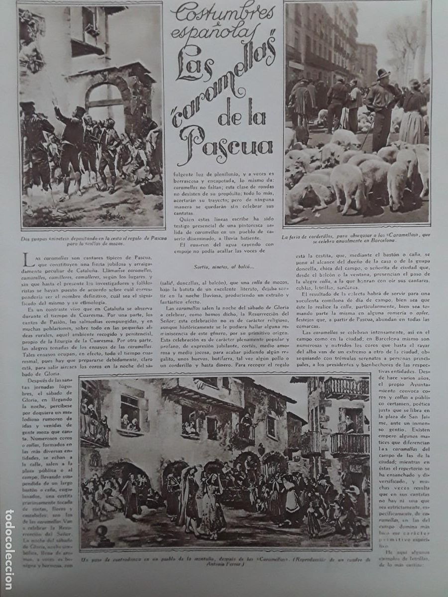Collection Magazines and Newspapers: LAS CARAMELLES DE LA PASCUA CATALU&Ntilde;A LETRILLAS CARAMELLES SALIDA CEREMONIOSA 2HOJA REVISTA A&Ntilde;O 1929