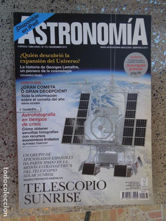Colecionismo de Revistas e Jornais: ASTRONOMIA REVISTA N&ordm; 173 - NOVIEMBRE 2013- TELESCOPIO SUNRISE - ASTROFOTOGRAFIA