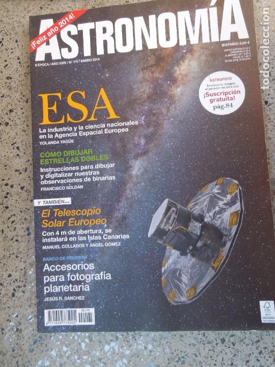 Colecionismo de Revistas e Jornais: ASTRONOMIA REVISTA N&ordm; 175- ENERO 2014- ESA - EL TELESCOPIO SOLAR EUROPEO