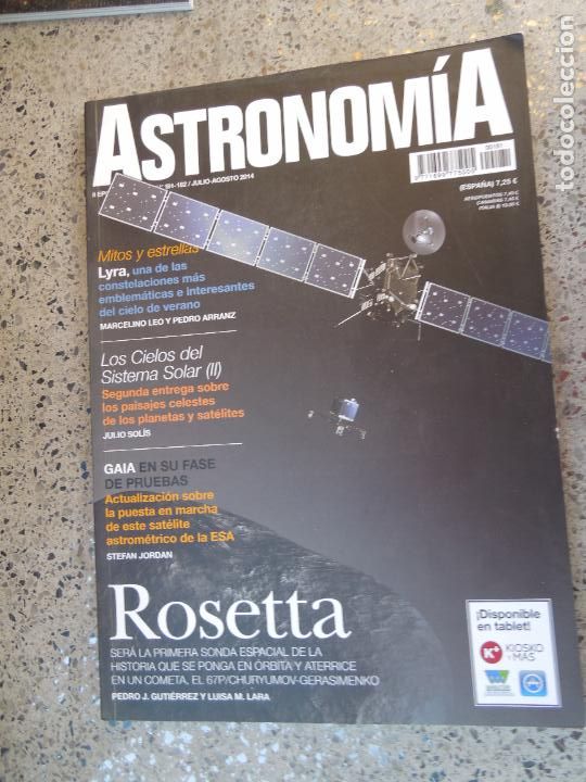 Colecionismo de Revistas e Jornais: ASTRONOMIA REVISTA N&ordm; 181 JULIO -AGOSTO 2014 - ROSETTA - GAIA EN SU FASE DE PRUEBAS