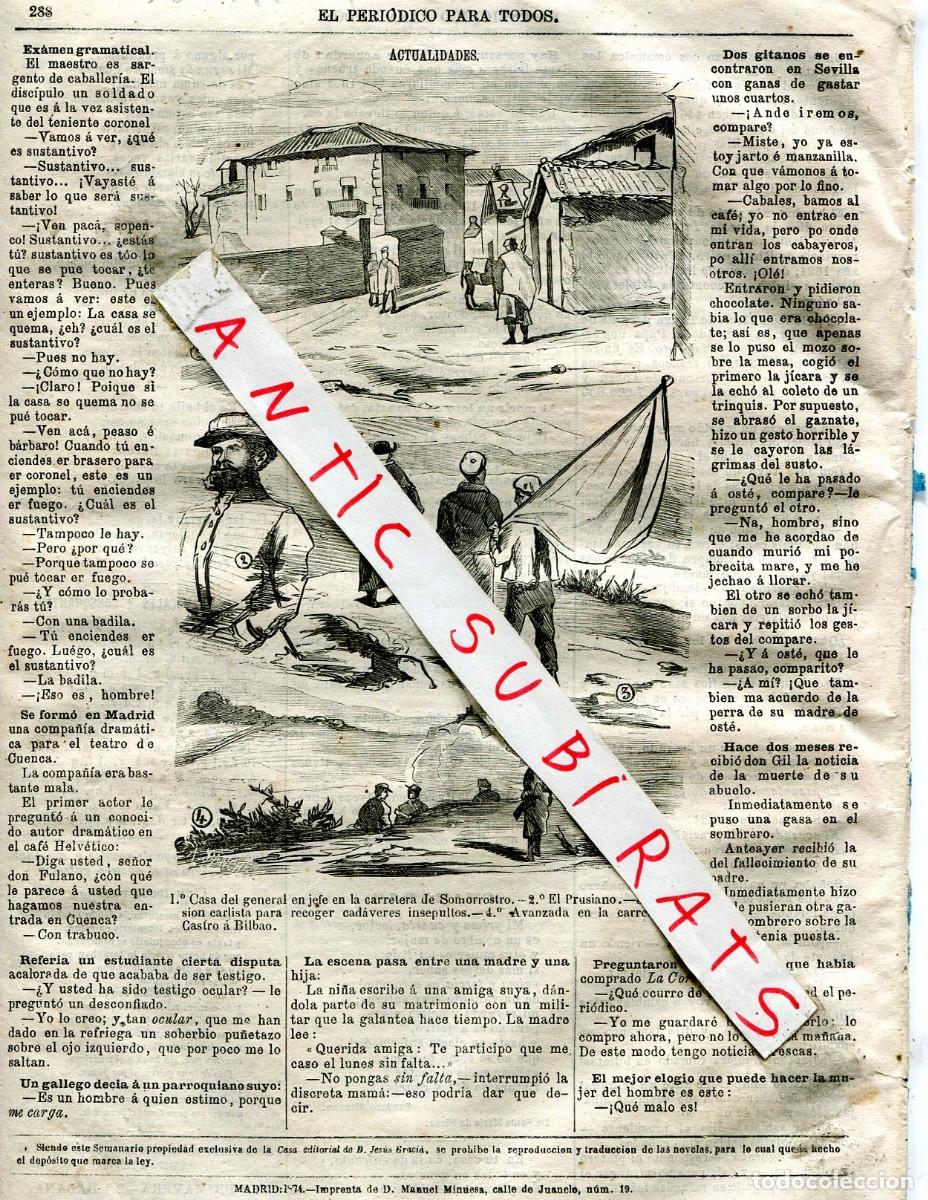 Coleccionismo de Revistas y Peri&oacute;dicos: PERIODICO A&Ntilde; 1874 TERCERA GUERRA CARLISTA SALAZARES DE MU&Ntilde;ATONES SOMORROSTRO NOCEDAL CASTRO URDIALES