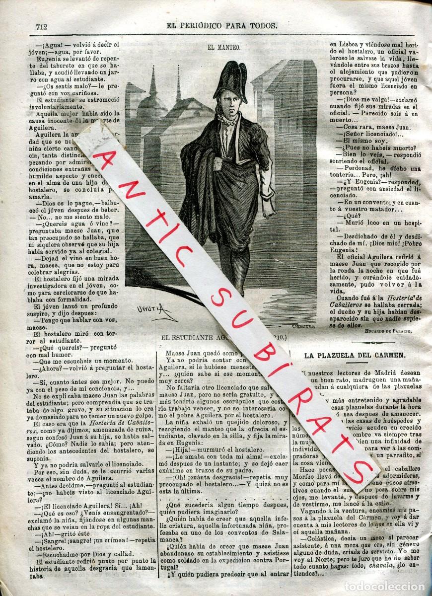 Collezionismo di Riviste e Giornali: PERIODICO A&Ntilde;O 1874 ESTUDIANTE ESTUDIANTINA HISTORIETA EN VI&Ntilde;ETAS DEL CARNAVAL EN MADRID